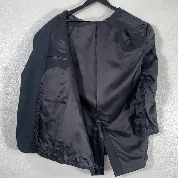 Hart Schaffner Marx Gold Trumpeter Wool Blazer in Charcoal Check Men's Size 46R - Picture 9 of 9